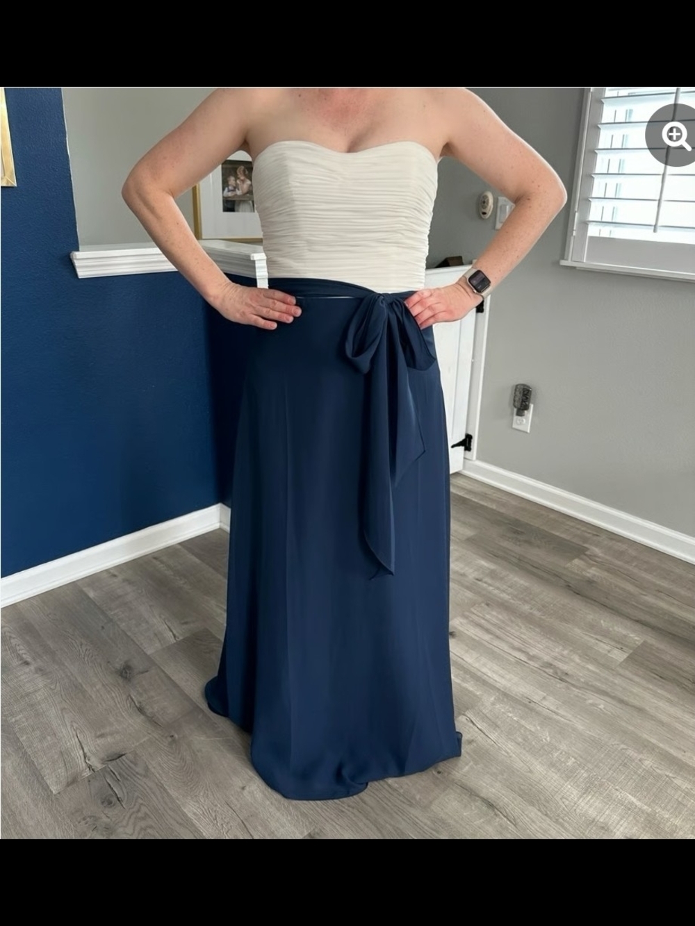 Allure Strapless Ivory Bodice Navy A-line Bridesmaid Dress Size 10 Nwt
